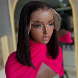 13x4 Short Bob Straight 4x4 Transparent Lace Front Wig 200% Density 100% Human Hair Pre Plucked Wigs For Black Women 12 16 Inch