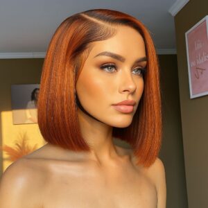 SPECIAL| Brown And Ginger Piano Color 13X4 Full Frontal Lace 150% Density Bob Wig
