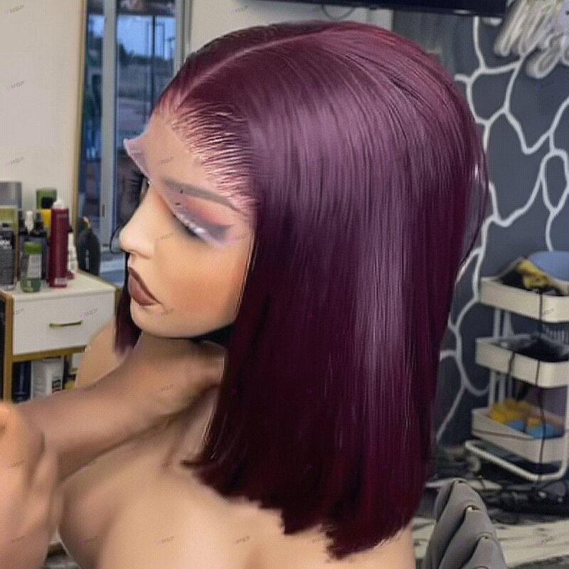 Grape Color Double Drawn 13x4 Lace Full Frontal Wig 1