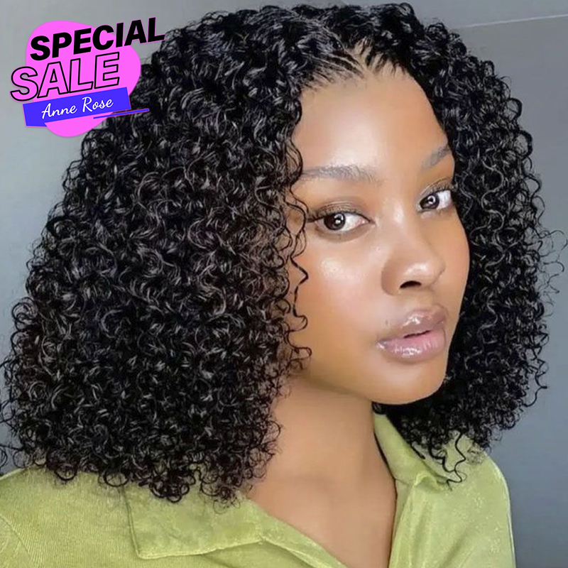Peruvian Hair Full Frontal 13X4 Lace Jerry Curly Bob 150% Density Wig 1