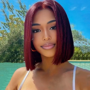 SPECIAL| Maroon Color #99j Glueless 4x4 Bob 150% Density Wig