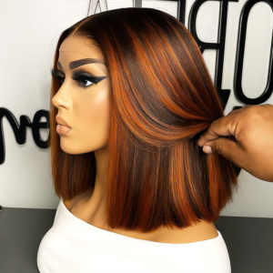 Ginger Piano Color P4/350 Peruvian Hair Double Drawn 13x4 Full Frontal Wig