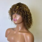 SPECIAL| Glueless Highlight Color Short Water Wave Curly Wig With Bangs 2