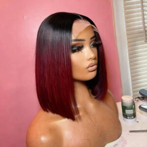 SPECIAL| Maroon Color With Dark Roots 150% Density Bob Wig #T1B/99J