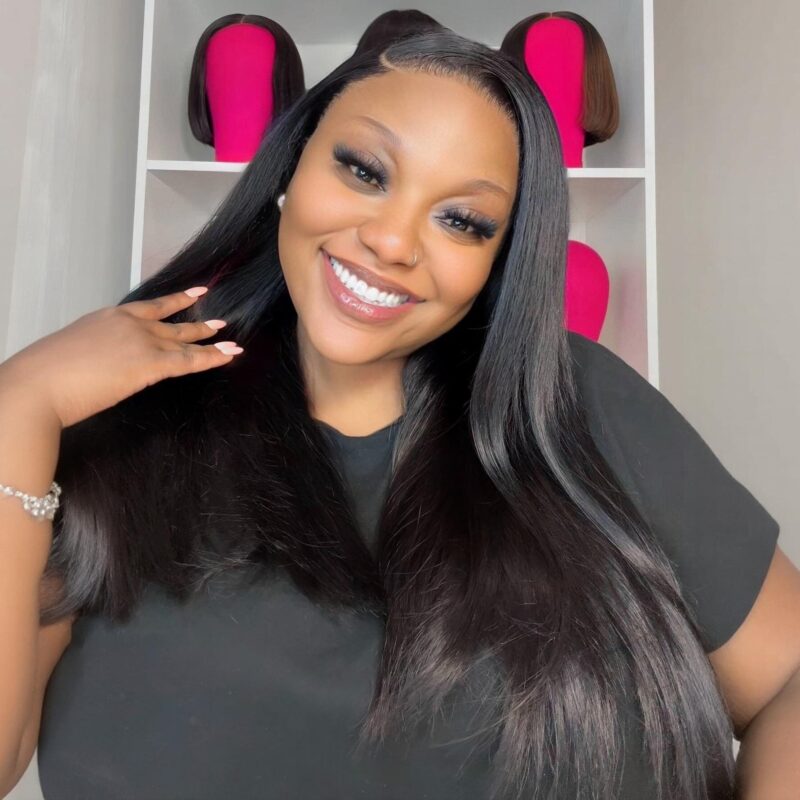 Influencer Pick ! Peruvian Double Drawn Lace 13x4 Full Frontal Bob Straight Wig 1