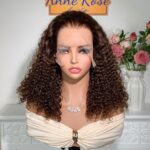 Chocolate Brown 13x4 Full Frontal Bob Jerry Curly 150% Density Wig Color #4 2