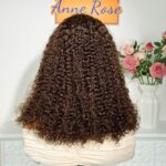Chocolate Brown 13x4 Full Frontal Bob Jerry Curly 150% Density Wig Color #4 3
