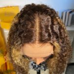 Peruvian Double Drawn Lace 4x4 Closure Bob Jerry Curly Wig #P4/27 Piano Color 4