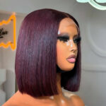 Grape Color Double Drawn 13x4 Lace Full Frontal Wig 2