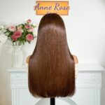 Double Drawn Chocolate Brown Glueless 4X4 Lace Closure Wig Color #4 3