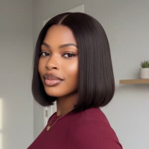 Glueless Straight 4X4 Lace Closure Short Bob 150% Density Wig
