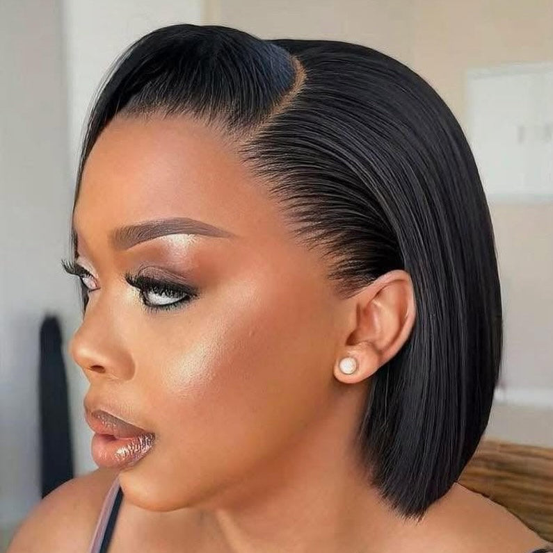 Double Drawn Full Frontal Bob Glueless Wig 250% Density 1