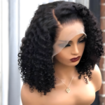 Peruvian Hair Full Frontal 13X4 Lace Jerry Curly Bob 150% Density Wig 4