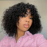 SPECIAL| Peruvian Human Hair Jerry Curly Fringe Bob Wig with Bangs 4