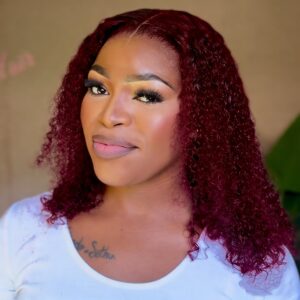 Zandilemfazwe Influencer Pick ! Peruvian Double Drawn Lace 13x4 Full Frontal Bob Jerry Curly Wig #99j Maroon Color
