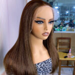 Peruvian Double Drawn Chocolate Brown Color 13x4 Lace Full Frontal Wig 2
