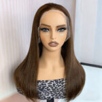 Peruvian Double Drawn Chocolate Brown Color 13x4 Lace Full Frontal Wig 3
