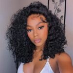 Single Drawn Lace 4x4 Closure Bob Water Wave 150% Density Wig