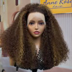 Peruvian Double Drawn 13x4 Lace Full Frontal Bob Jerry Curly Wig #P4/27 Piano Color 2