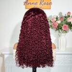 Peruvian Double Drawn Lace 13x4 Full Frontal Bob Water Wave Wig #99j Maroon Color 5
