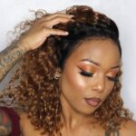 Ombre Brown Color 13x4 Lace Full Frontal Bob 150% Density Jerry Curly Wig T1b/4 Color 3
