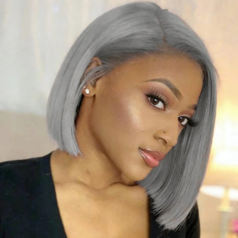 2026 New in Grey 150% Density Bob 13X4 Lace Frontal Wig 1