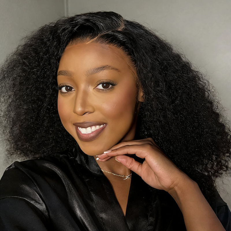 Peruvian Double Drawn Lace 13x4 Full Frontal Bob Jerry Curly Wig 1
