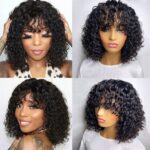 SPECIAL| Peruvian Human Hair Fringe Bob Water Wave Wig with Bangs