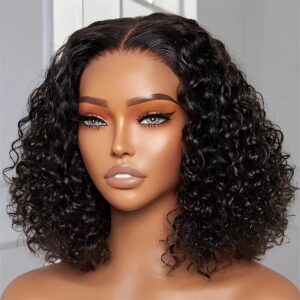 Water Wave Bob Wig Glueless  Peruvian Human Hair 150% Density Wig
